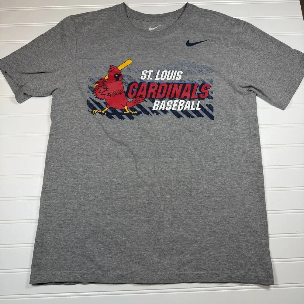 St. Louis Cardinals Nike SS T-Shirt Men's Medium Gray Regular Fit Baseball GUC - Picture 2 of 4